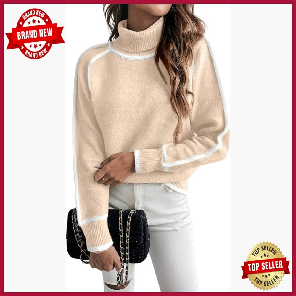 Cozy Turtleneck Pullover Sweater Long Sleeve Loose Fit Knitted Top